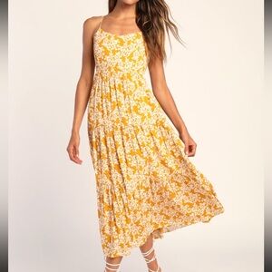 Lulu’s smocked back midi sundress with adjustable straps size XL